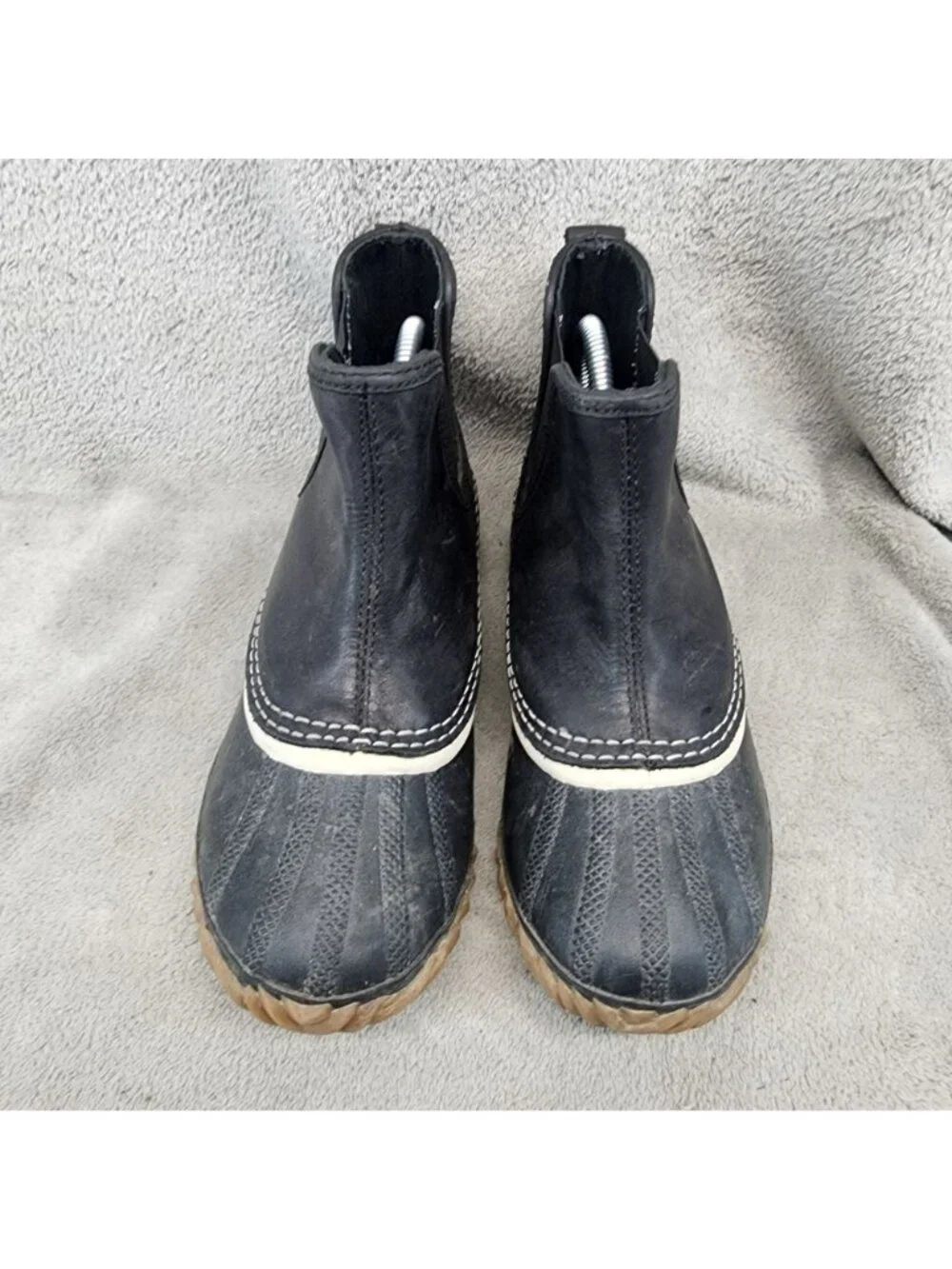 Sorel Shoes Womens Size 6 Out N About Black Leather Chelsea Duck Boots *Read*